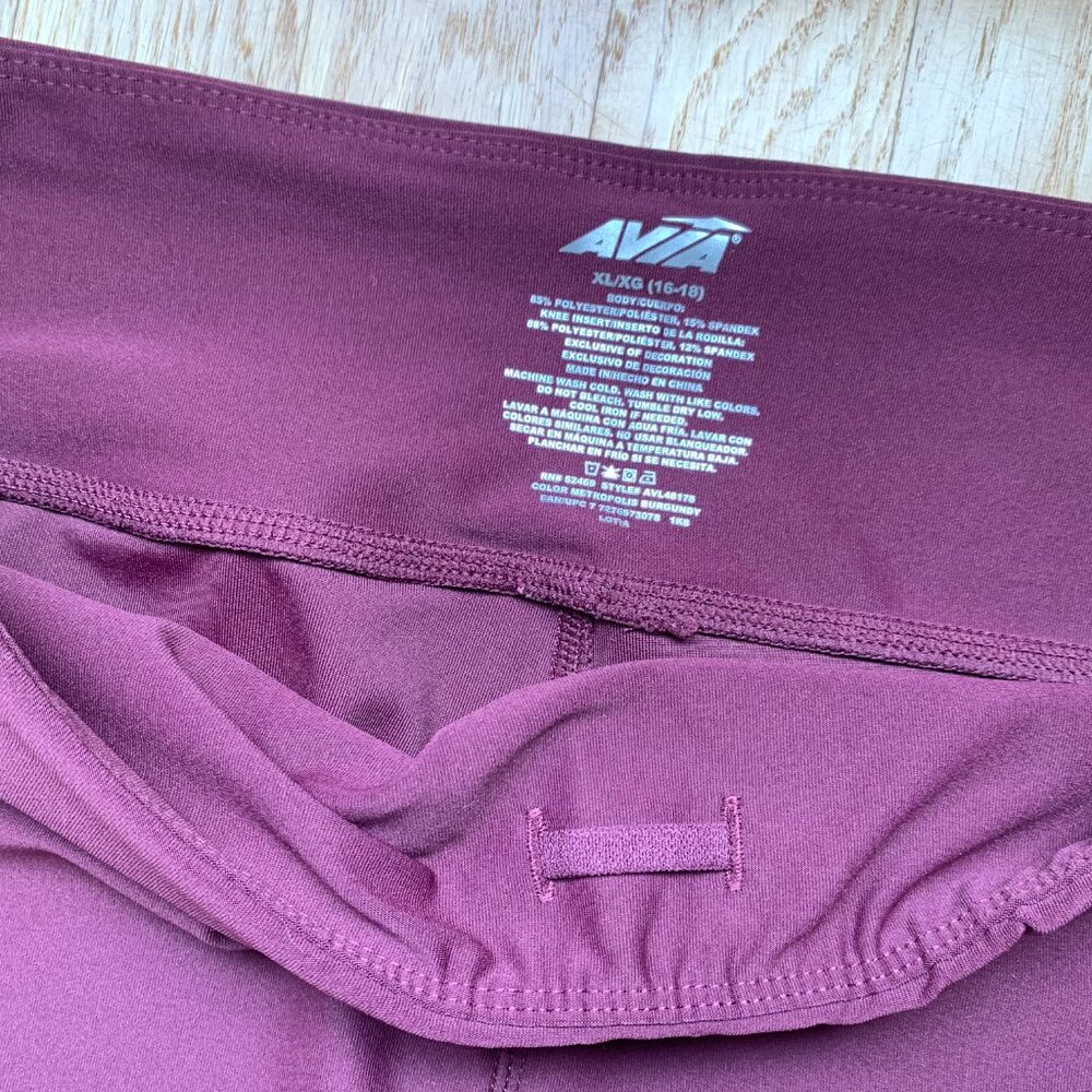 NWOT Avia Leggings Womens XL Maroon Wine and Pink - Picture 3 of 9